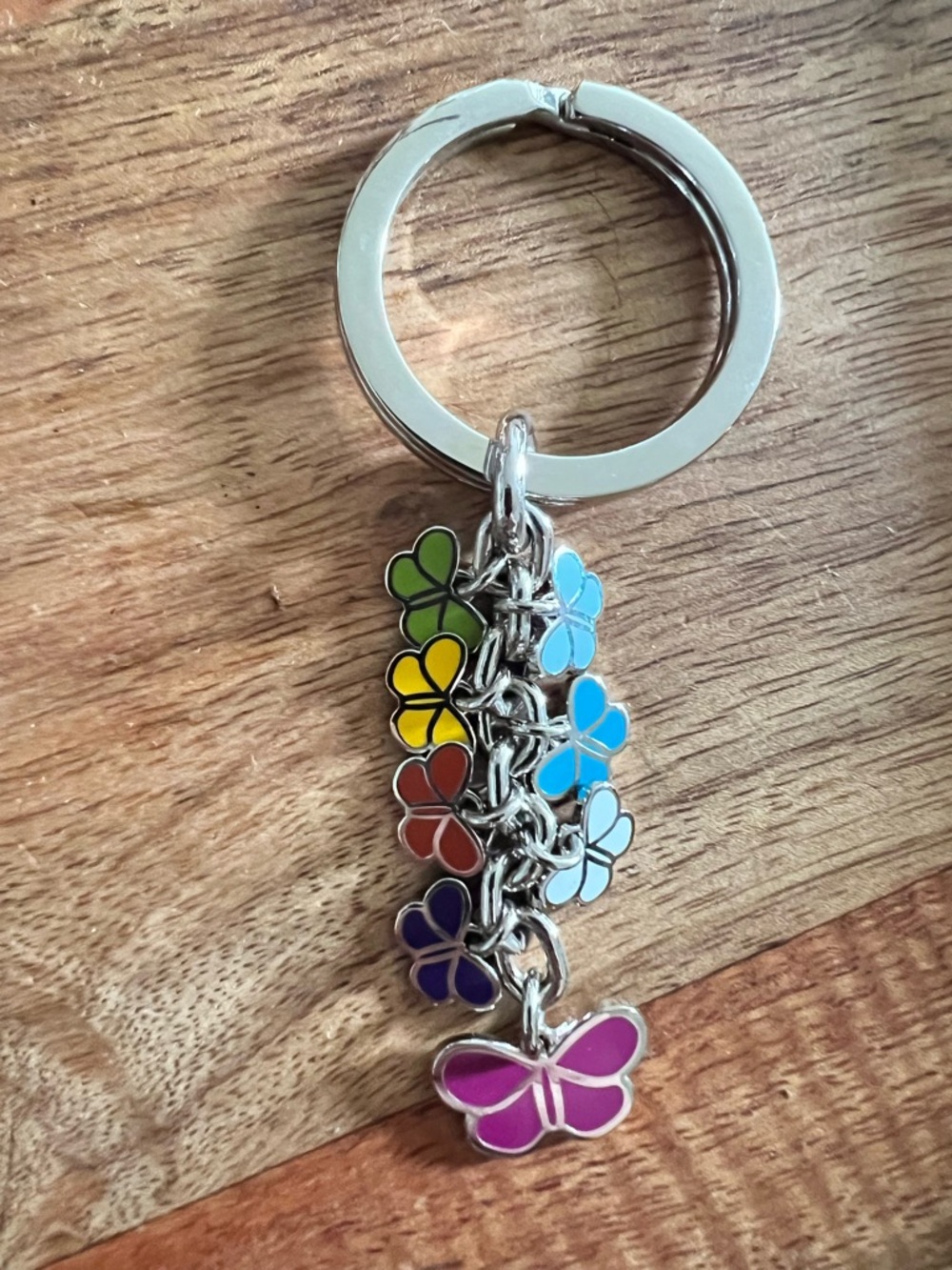 Coach vintage silver enamel multi color butterfly keychain 2003 butterflies key